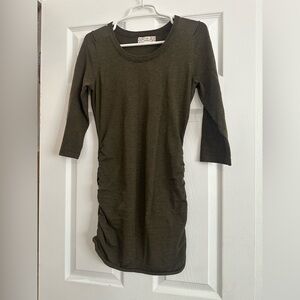 Pink Republic Olive Green Ruched Long Sleeve Dress